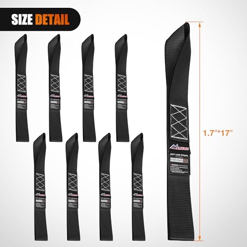 Image of Nilight Soft Loop 1.7 inchx17 inch Motorcycle Tie Down Straps Heavy Duty 12000Lbs Max Break Strength for Securing ATV UTV Kayak Moving Cargo (8PK-Black)