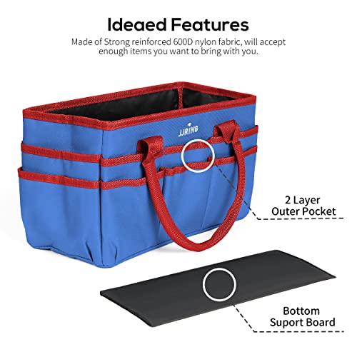 Image of JJRING Craft and Art Tote - 600D Blue Nylon Fabric Art Sewing Organizer Bag with Pockets - for Craft, Scrapbooking, Medical, and Office Supplies Storage