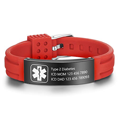 Free Engraving 9 Inch Silicone Adjustable Medical Bracelets Sport Emergency ID Bracelets