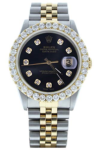Rolex Datejust 36mm Watch 16233 Custom Black Diamond Dial & 3CT Diamond Bezel (Certified Preowned)