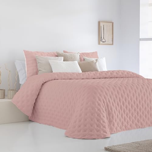 Fundeco - Edredón Conforter Invierno - Colcha de Invierno Modelo Anisa - Color Malva - Cama 90 - Incluye 1 Funda Cojín 50 x 70 cm - Suave y de Fácil Lavado