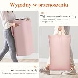Lifewit Kosz na Pranie z Pokrywą, Wąski Kosze na Pranie z Plastikowymi Uchwytami i Wyjmowaną Torbą, Składany Wysoki Kosz do Pralni, Sypialni, Łazienki i Akademika, 105 L, Różowy
