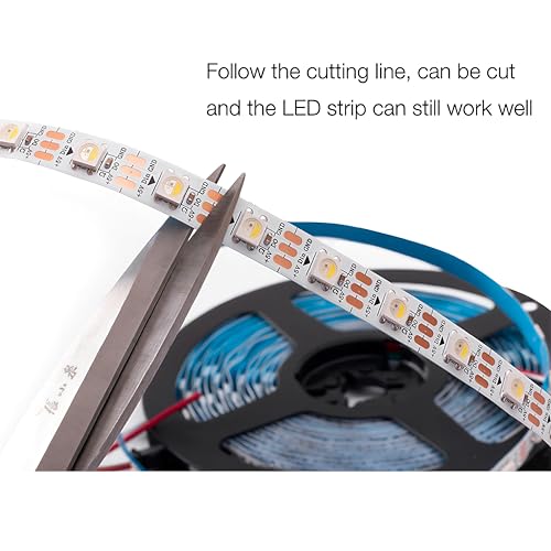 Image of DC5V SK6812 (Similar WS2812B) RGBW RGB+Cold White LED Strip Light 60leds /Pixels /m Individually Addressable 4Color in 1LED(16.4ft(5m) 300leds, IP65) (No Adapter or Controller)