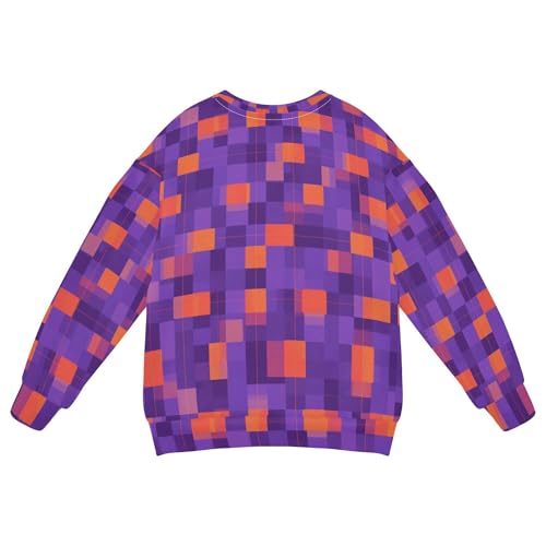 JUNZAN Purple Orange Checkered Little Girls Sweatshirts Hoodies Long Sleeve Hoodies for Girls Athletic 4T2
