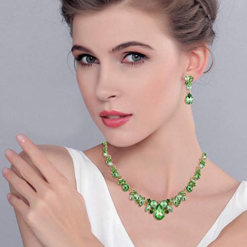 EVER FAITH Rhinestone Crystal Elegant Bridal Floral Teardrop Necklace Earrings Set - Image 3