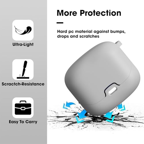 Image of Sounce Earphone Case Cover Compatible for Boult Audio Z40, Soft Silicone Skin Case Cover Shock-Absorbing Protective Case with Keychain [Front LED Visible] (Grey)