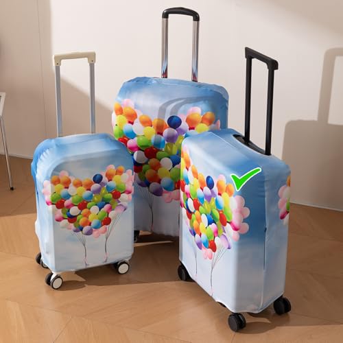 Image of HOKIPO 220gsm Durable and Washable Suitcase Covers for Trolley Suitcase, Medium (21-22inch) - Balloon Drift (AR-6344-D12)