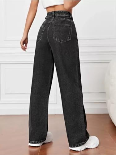 Image of Glossia Denim Baggy Jeans for Women | Stretchable High Waist Straight Fit Jeans for Women | High Rise Stretch Denim | Loose Fit Plus Size Denim (Sizes - 24 to 44) WJ81-1205-$