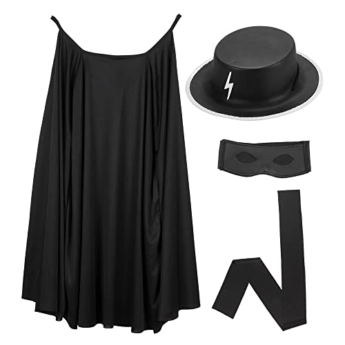 W WIDMANN MILANO Party Fashion - Set de costume Bandit masqué, cape, chapeau, masque, bandeau ventral, fête à thème, carnaval