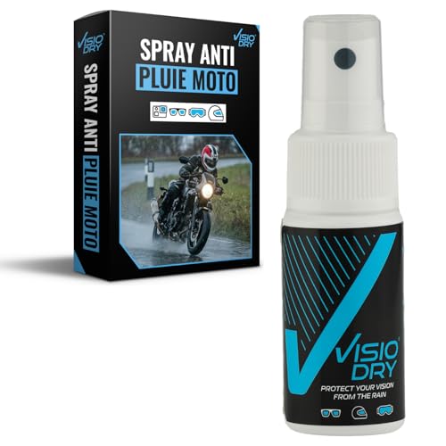 Anti Pluie Lunette/Masque/Écran | Spray Anti Pluie Moto/Vélo Visiodry Superhydrophobe Idéal pour Les Cyclistes Et Les Motards | Une Vision Claire par Temps De Pluie | Spray 20ml | VDP030