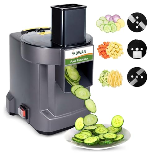 3 in 1 Commercial Vegetable Dicer Chopper,Multifunctional Food Processor, Electric Potato Cutter Automatic Onion Slicer& Shredder with 3 Blades