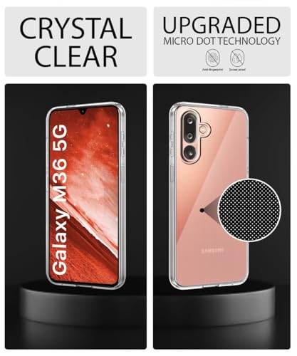 Image of WOW IMAGINE Transparent Back Cover Case for Samsung Galaxy M36 5G | Samsung Galaxy F36 5G | Raised Bumps for Full Device & Camera Protection Shockproof TPU Silicone Mobile Case - Transparent