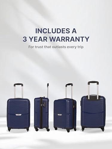 Image of Zouk Zoya Hardcase Trolley Bag Set of 2 (Medium 67cm & Large 77cm) Lightweight PP Suitcase with Silent Spinner Wheels,Telescopic Handle & Combination Lock |Travelling Luggage for Men & Women|Navy Blue