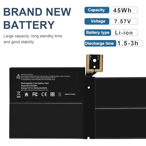 Image of G3HTA038H DYNM02 Battery for Microsoft Surface Pro 5th (Model 1796, 2017),Surface Pro 6(Model 1807 /1809 /1796, 2018) 12.3 inch 2-in-1, Core i5 i7 m3 Series with Tools For surface pro 5 battery 7.57V 45Wh