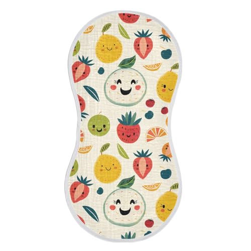 Cute Fruit Cotton Muslin Burp Cloth Good Absorbent Baby Rags and washcloth for Unisex Babies Set of 2, 22x11in2