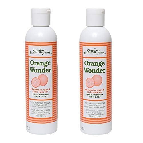 Stanley Home Products Orange Wonder Spot & Stain Remover 8 oz – For Fabric, Carpet, Upholstery & Hard Surfaces – All-Purpose Cleaner (Pack of 2)