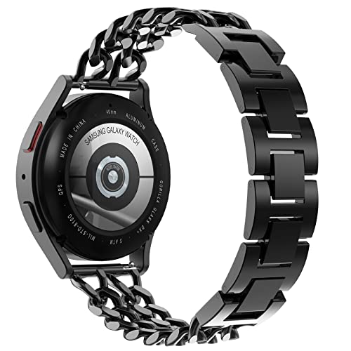 Surace Compatible With Samsung Galaxy Watch 4 Band Galaxy Watch 5 Band 40Mm 44Mm, Galaxy Watch 5 Pro 45Mm Band Women Bracelet 20Mm Metal Steel Chain For Galaxy Watch Active 2 Smart Watch, Black #TOP1