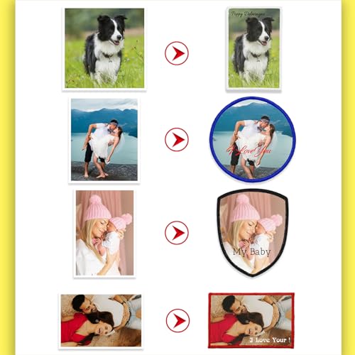 Personalisierte Patches, Patches selbst gestalten – Füge dein Foto/Logo/Text für Kleidung, Jacken, Caps und Hundegeschirre hinzu