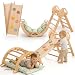 Goodevas 5-in-1 Montessori Klettergerüst Set: Indoor Kletterdreieck, Kletterbogen mit Kissen, und Rutsche für Kinder, Indoor Spielplatz 1-3 Jahre