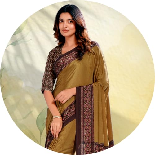 Image of Jaanvi fashion Women's Crepe Silk Saree with Unstitched Blouse Piece | Soft Lightweight Traditional Ethnic Wear Saree for Party, Wedding, Festival