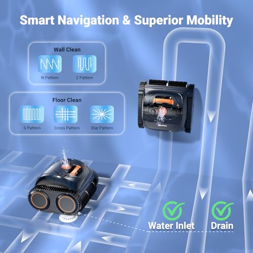 Image of 【2026 Upgrade】 C1 Cordless Robotic Pool Vacuum, Wall & Waterline & Platform Clean for Inground & Above-Ground up to 1,614 Sq.ft, 150 Min Runtime, APP Control & Smart Route