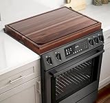 Stove Top Cover Board 30 x 22 for Gas Burners and Electric Stove, Acacia Wood Noodle Board with Build-in Wavy Handles and Juice Grooves, Glass Top Protecter for Counter Space