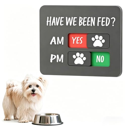 ZBATST Dog Feeding Reminder Magnet, Pet Feeding Tracker with Have We Been Fed Acrylic Slider Sign for Fridge, Prevent Overfeeding - paw