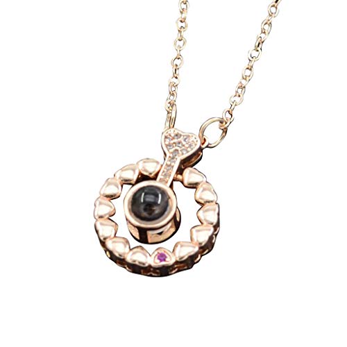 Bokeley 100 Languages Necklace I Love You Necklace for Women Girls Memory Necklace Projection Necklace Best Gift for Her for MOM (Rose Gold #10)