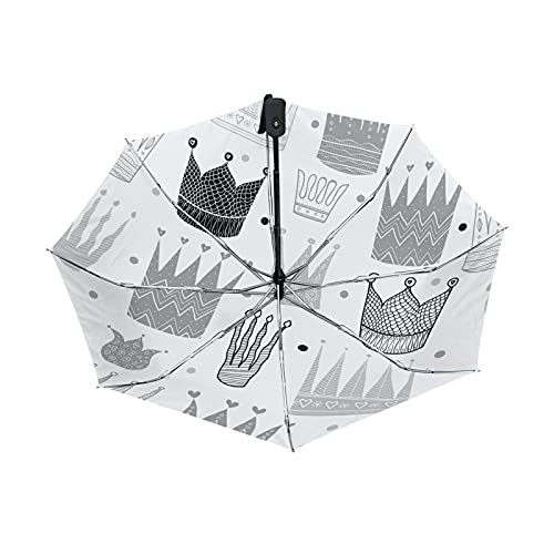 Parapluie pliable automatique résistant pluie soleil noir et gris