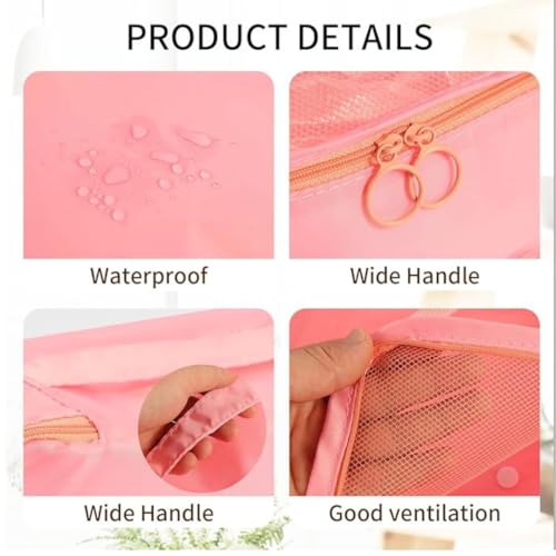 Image of Sprqcart Polyester 7 Set Travel Organizer Bag 3 Packing Cubes + Pouches 1 Toiletry (Pink20 Cm, Cm)
