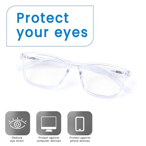 Image of UV Protection Glasses Blue Cut Blocking Harmful Rays Glasses for Men & Women Zero Power Computer Specs Eye Protection Lightweight Frame with Case & Cleaning Cloth