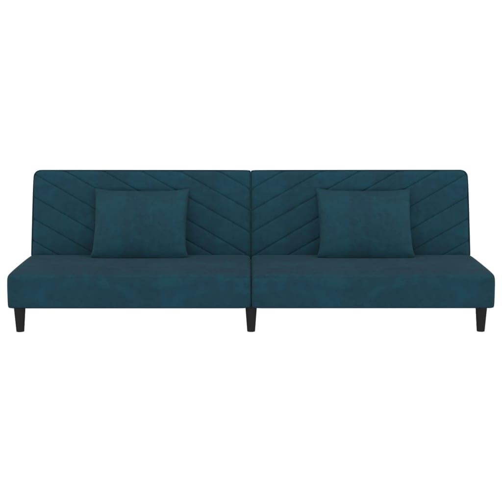 Sofa z funkcją spania 2-osobowa, kolor niebieski aksamit, z 2 poduszkami, możliwość przekształcenia w łóżko, do salonu, pokoju gościnnego, 200 x 84,5 cm