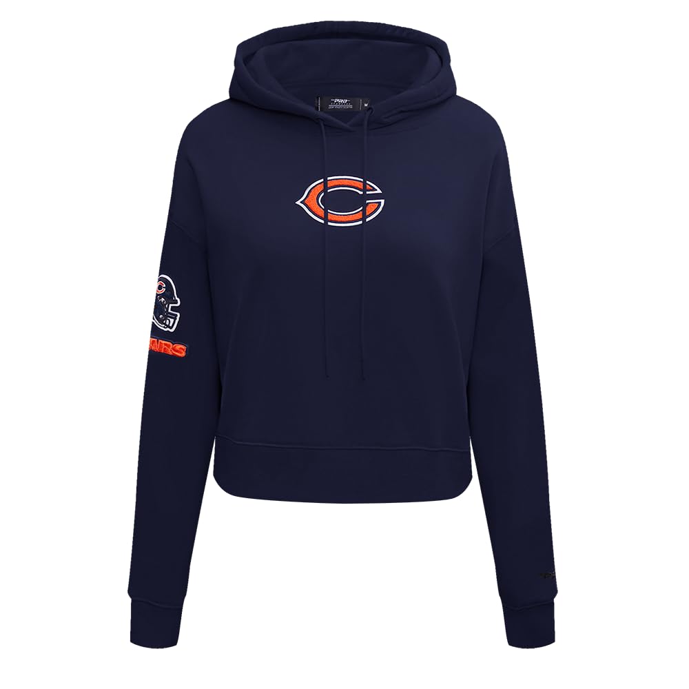 Pro Standard Womens NFL Chicago Bears Classic Chenille Cropped Kapuzensweatshirt Midnight Marineblau L