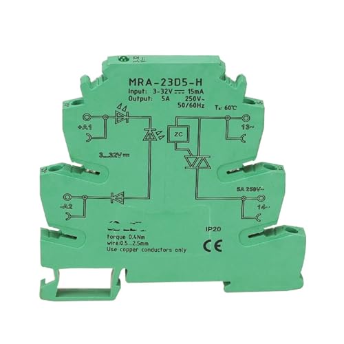 Módulo de relé de estado sólido MRA-23D5-H 5A entrada 3V-24V verde para automatización