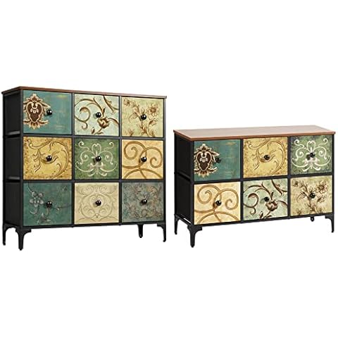 AOPSEN 9 Drawer Dresser and 6 Drawer TV Stand Set, Luxury Chest of Drawers for Bedroom Cover
