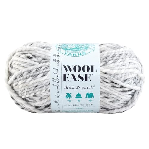 Image of Lion Brand Yarn Wool-Ease Thick & Quick Bulky Yarn, Marble | Super Bulky Wool Acrylic Blend Fiber for Soft Hats, Sweaters, Chunky Blankets, Yarn for Crochet, Knitting, Crafts, Weaving