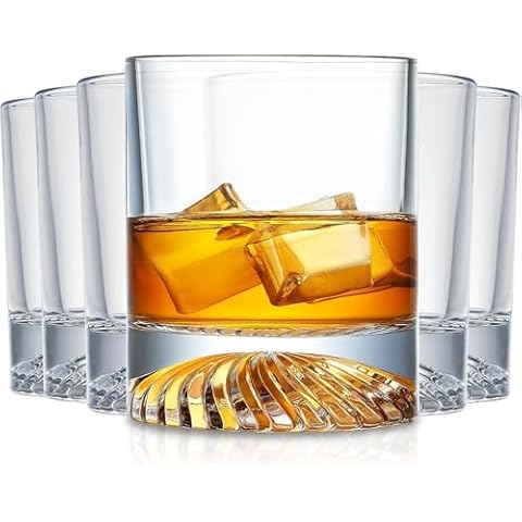 KITNATS Hand Blown Crystal Old Fashioned Whiskey Glasses Rocks Glasses Drinking Cocktail Bourbon Scotch Rum Vodka Liquor 12 OZ - set of 6 Gifts for Men Cover