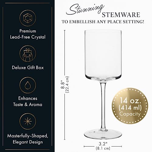 Square Wine Glasses Set of 4 - Crystal Wine Glasses