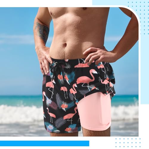 2 Pack Mens Swim Trunks with Compression Liner 7 Inch and Phone Pockets Swim Shorts Gym Training Athletic Jogger4