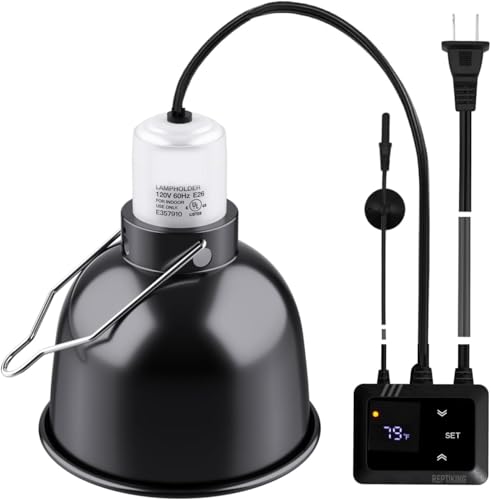 Reptile 5.5 Light Fixture with PID Thermostat Digital Dimming Thermostat Ceramic Socket Temperature Control for Reptile Heat Lamp Bulb & Ceramic Heat Emitter