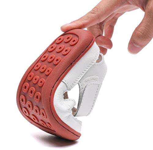 Dadawen Boy's Girl's Leather Soft Closed Toe Outdoor Beach Summer Sport Sandals Water Shoes (Toddler/Little Kid/Big Kid) White Us Size 10 M Toddler #TOP2