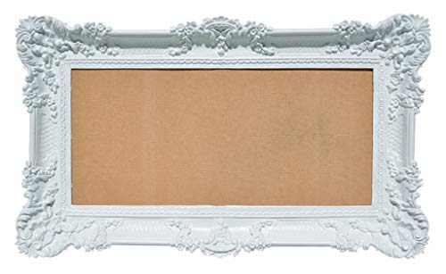 Marco de estilo barroco falso vintage shabby chic foto póster Made in Italy 96 x 56 cm (blanco)