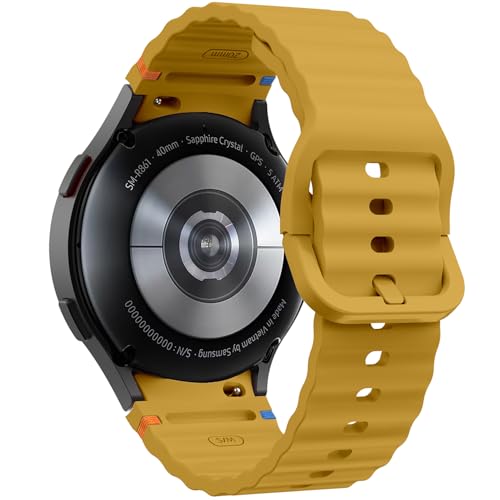 DEALELE Bands Compatible with Samsung Galaxy Watch 7/6 / 5/4 40mm / 44mm / FE / 6 Classic / 5 Pro / 4 Classic, 20mm No Gap Wave Silicone Replacement Strap for Women Men, Yellow
