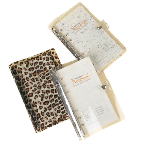 システム手帳 バインダー A5 A6サイズ 6穴リング 透明 ヒナギク柄 ヒョウ柄 星柄 キラキラ ミニ クリア コンパクト手帳 リフィル100枚付き DIYデコ リフィルセット 収納 推し活 かわいい おしゃれ