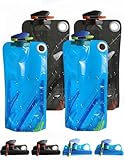 LINYIJOY 4 Stück Faltbare Trinkflasche 1000ml Wiederverwendbare BPA-frei Wasserflasche mit Clip für Outdoor Sport Wandern Reisen Radfahren Festival Faltbare Wasserflasche 1L Set(2 Schwarz 2 Blau)
