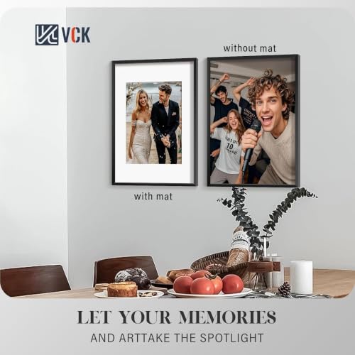 Image of VCK 12x16 Frame Black Metal, Real Glass, 8.5x11 Mat, Set of 6, for Picture