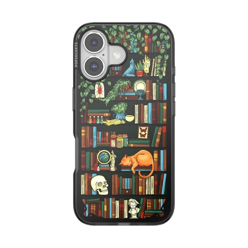 PopSockets iPhone 16 Phone Case with MagSafe, Wireless Charging Compatible, Bookish - Storied Shelves