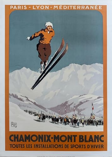 Poster Chamonix Un Sauteur pour créer une ambiance chalet vintage