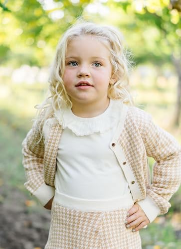 Image of Hope & Henry Girls' Long Sleeve Fancy Cardigan Sweater with Stripe Trim