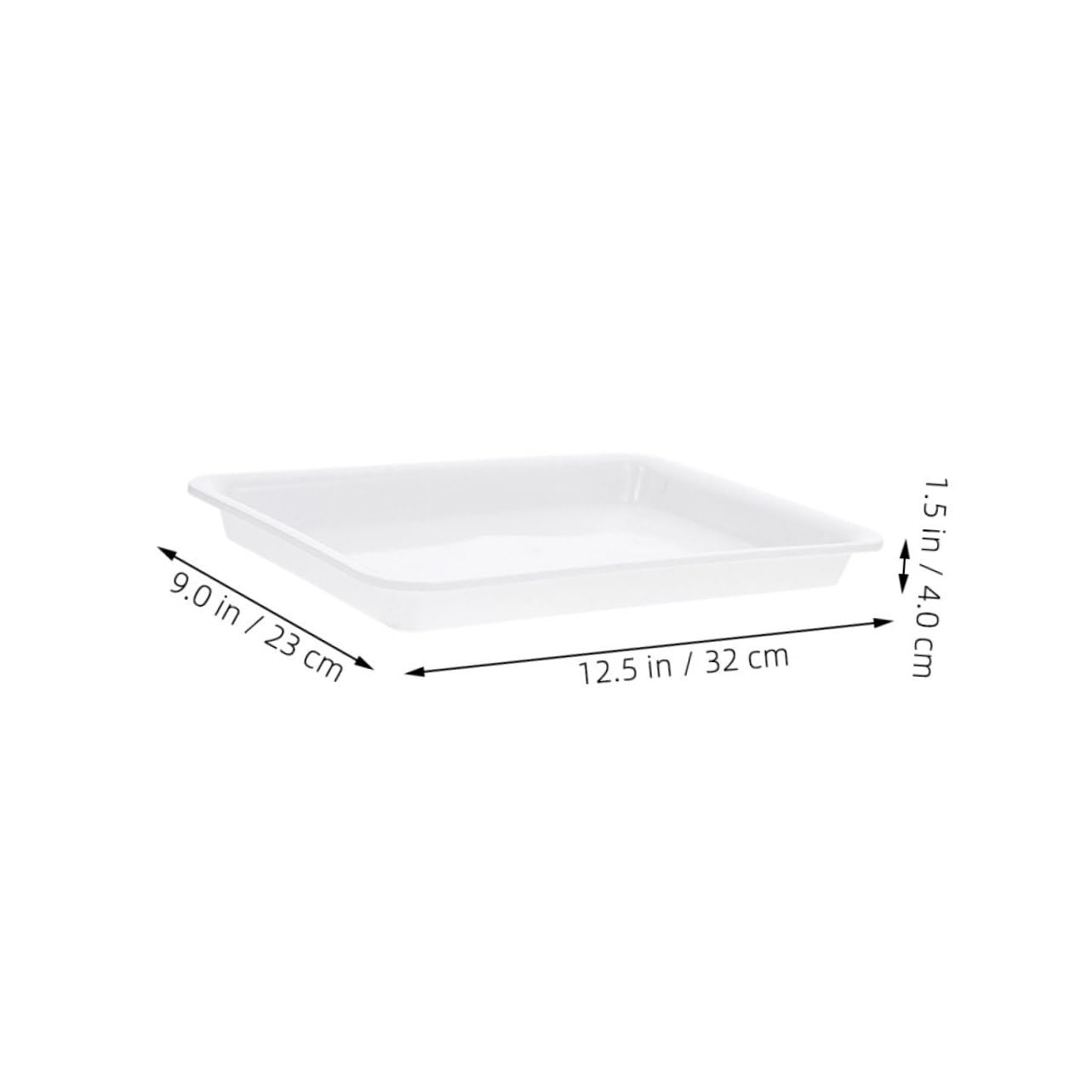 Soucoupe Rectangulaire pour Pot de Plantes, Lot de 6, PP Blanc